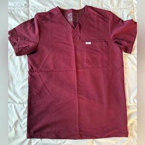 FIGS - Mens Burgundy Leon Scrub Top